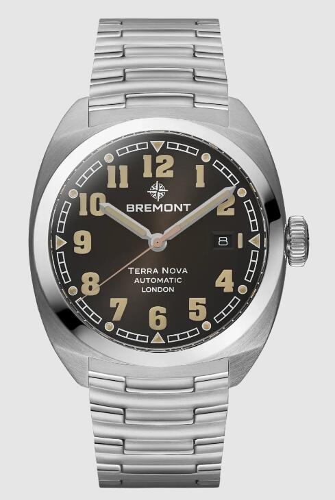 Best Bremont TERRA NOVA 40.5 DATE Black Dial Steel Strap Replica Watch